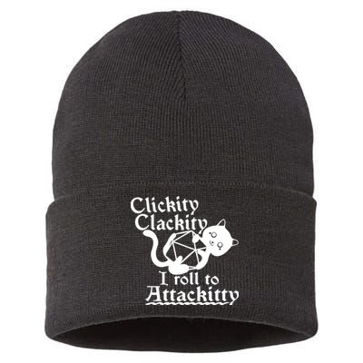 Clickity Clackity I Roll To Attackkitty Clickity Clackity Game Dice Sustainable Knit Beanie