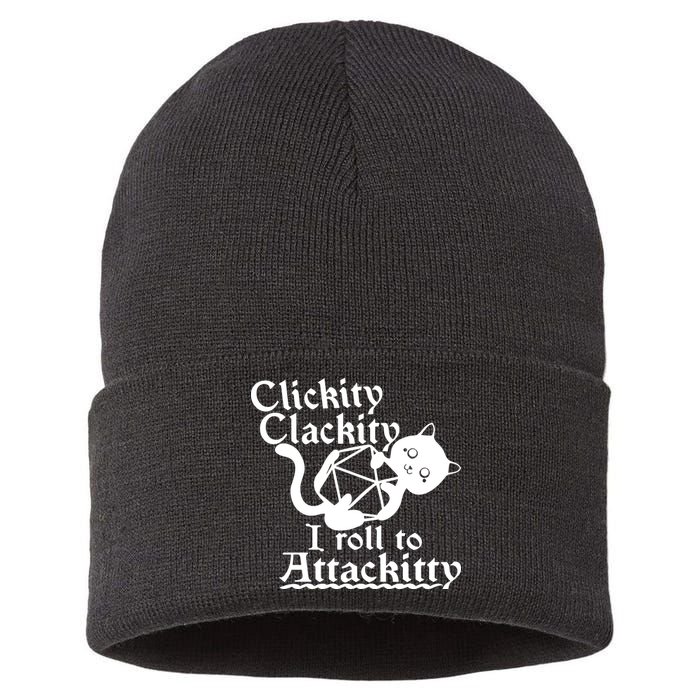 Clickity Clackity I Roll To Attackkitty Clickity Clackity Game Dice Sustainable Knit Beanie