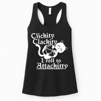 Clickity Clackity I Roll To Attackkitty Clickity Clackity Game Dice Womens Tank Top