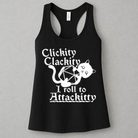 Clickity Clackity I Roll To Attackkitty Clickity Clackity Game Dice Womens Tank Top