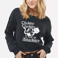 Clickity Clackity I Roll To Attackkitty Clickity Clackity Game Dice Cropped Pullover Crew