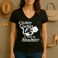 Clickity Clackity I Roll To Attackkitty Clickity Clackity Game Dice Women's V-Neck T-Shirt