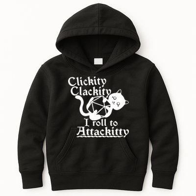 Clickity Clackity I Roll To Attackkitty Clickity Clackity Game Dice Kids Hoodie