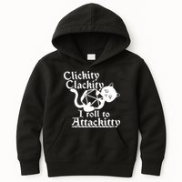 Clickity Clackity I Roll To Attackkitty Clickity Clackity Game Dice Kids Hoodie