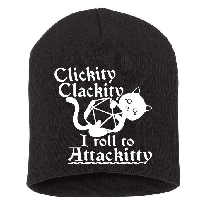 Clickity Clackity I Roll To Attackkitty Clickity Clackity Game Dice Short Acrylic Beanie