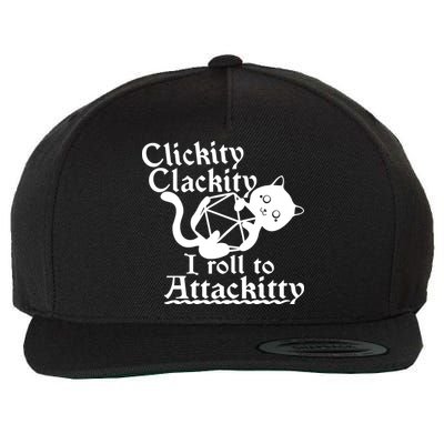 Clickity Clackity I Roll To Attackkitty Clickity Clackity Game Dice Wool Snapback Cap