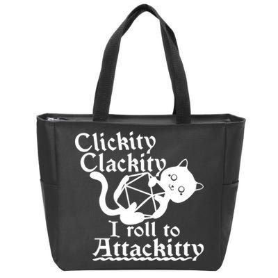 Clickity Clackity I Roll To Attackkitty Clickity Clackity Game Dice Zip Tote Bag