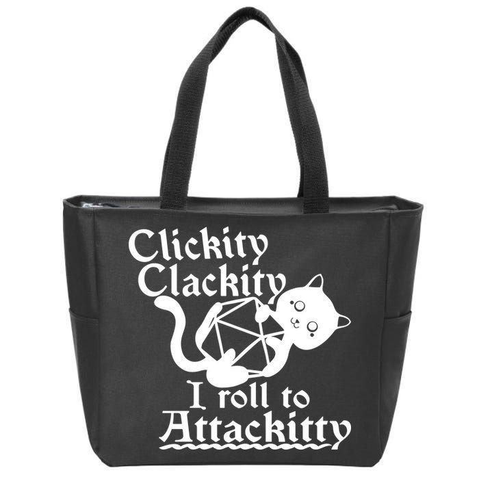 Clickity Clackity I Roll To Attackkitty Clickity Clackity Game Dice Zip Tote Bag