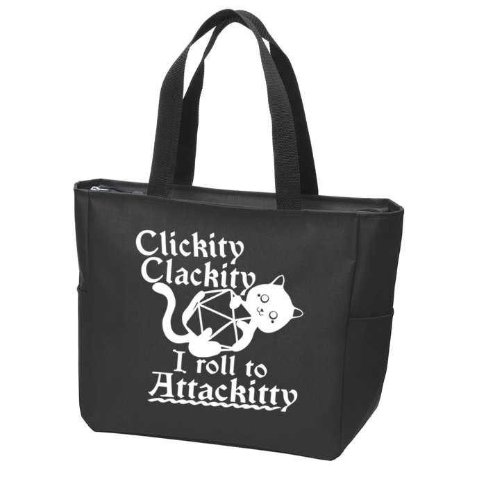 Clickity Clackity I Roll To Attackkitty Clickity Clackity Game Dice Zip Tote Bag