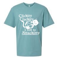 Clickity Clackity I Roll To Attackkitty Clickity Clackity Game Dice Sueded Cloud Jersey T-Shirt