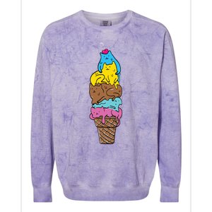 Cute Cat Ice Cream Kitty Cat Dessert Funny Colorblast Crewneck Sweatshirt