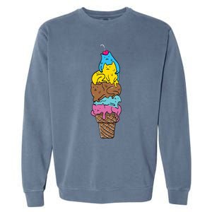 Cute Cat Ice Cream Kitty Cat Dessert Funny Garment-Dyed Sweatshirt