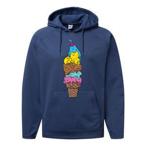 Cute Cat Ice Cream Kitty Cat Dessert Funny Performance Fleece Hoodie