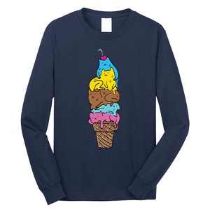 Cute Cat Ice Cream Kitty Cat Dessert Funny Long Sleeve Shirt