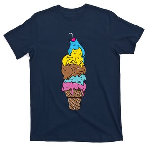 Cute Cat Ice Cream Kitty Cat Dessert Funny T-Shirt