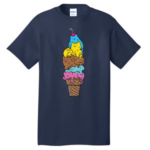 Cute Cat Ice Cream Kitty Cat Dessert Funny Tall T-Shirt