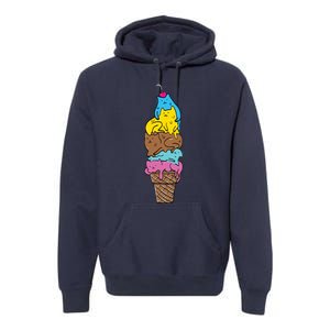 Cute Cat Ice Cream Kitty Cat Dessert Funny Premium Hoodie