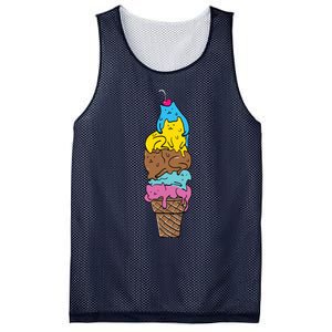 Cute Cat Ice Cream Kitty Cat Dessert Funny Mesh Reversible Basketball Jersey Tank