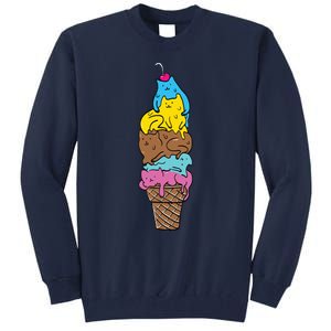 Cute Cat Ice Cream Kitty Cat Dessert Funny Tall Sweatshirt