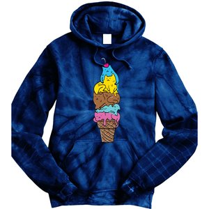 Cute Cat Ice Cream Kitty Cat Dessert Funny Tie Dye Hoodie