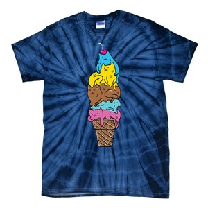 Cute Cat Ice Cream Kitty Cat Dessert Funny Tie-Dye T-Shirt