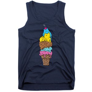 Cute Cat Ice Cream Kitty Cat Dessert Funny Tank Top