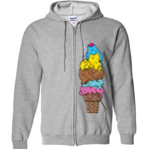 Cute Cat Ice Cream Kitty Cat Dessert Funny Full Zip Hoodie