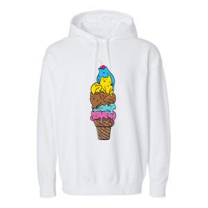 Cute Cat Ice Cream Kitty Cat Dessert Funny Garment-Dyed Fleece Hoodie