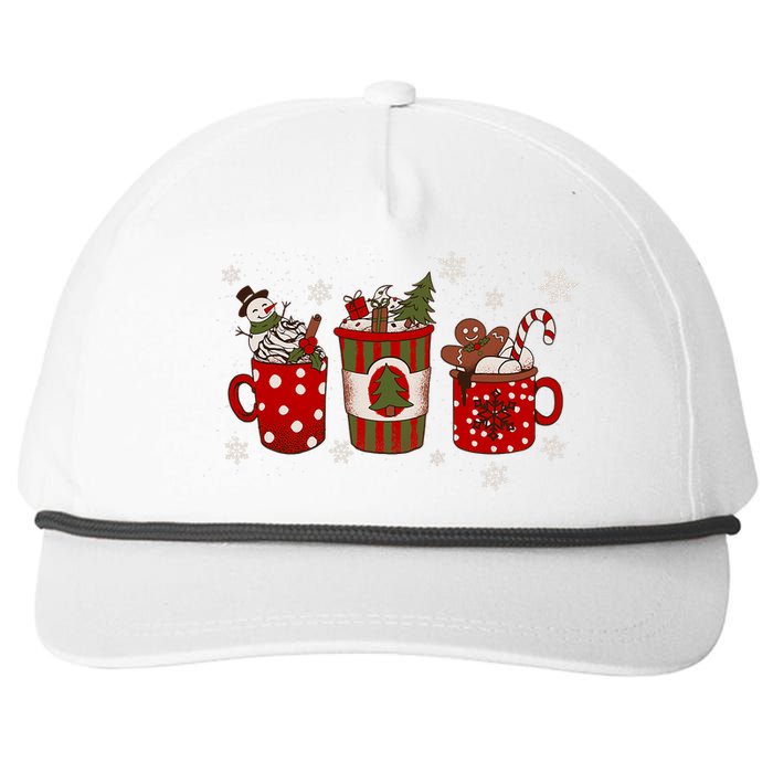 Christmas Coffee Iced Latte Cozy Winter Coffee Lovers Snapback Five-Panel Rope Hat