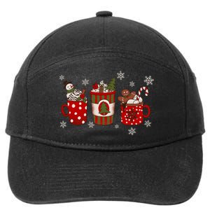 Christmas Coffee Iced Latte Cozy Winter Coffee Lovers 7-Panel Snapback Hat