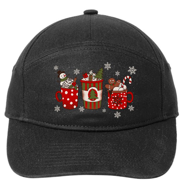 Christmas Coffee Iced Latte Cozy Winter Coffee Lovers 7-Panel Snapback Hat