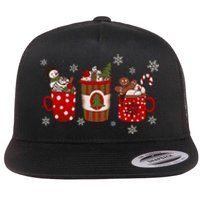 Christmas Coffee Iced Latte Cozy Winter Coffee Lovers Flat Bill Trucker Hat