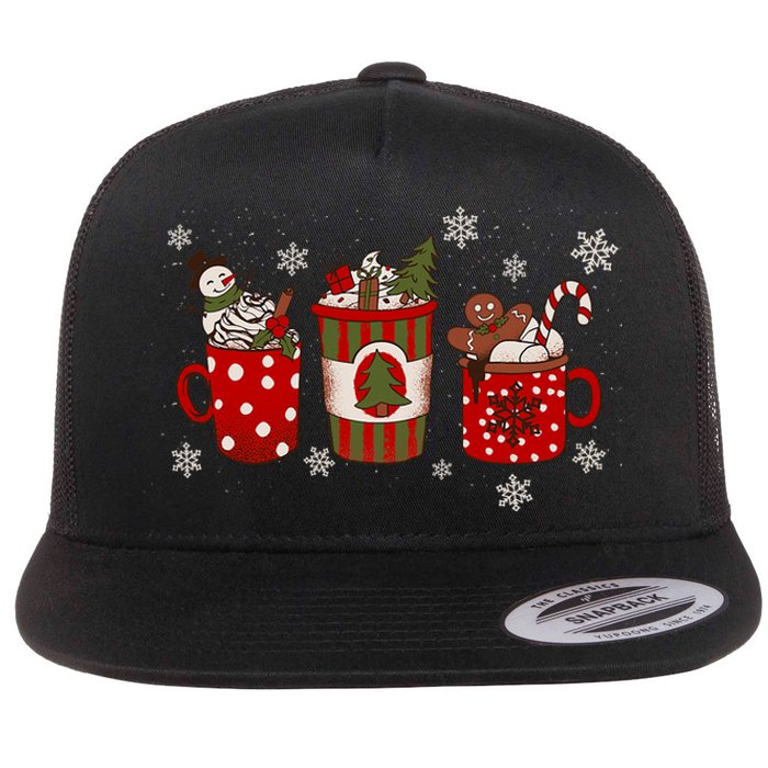 Christmas Coffee Iced Latte Cozy Winter Coffee Lovers Flat Bill Trucker Hat