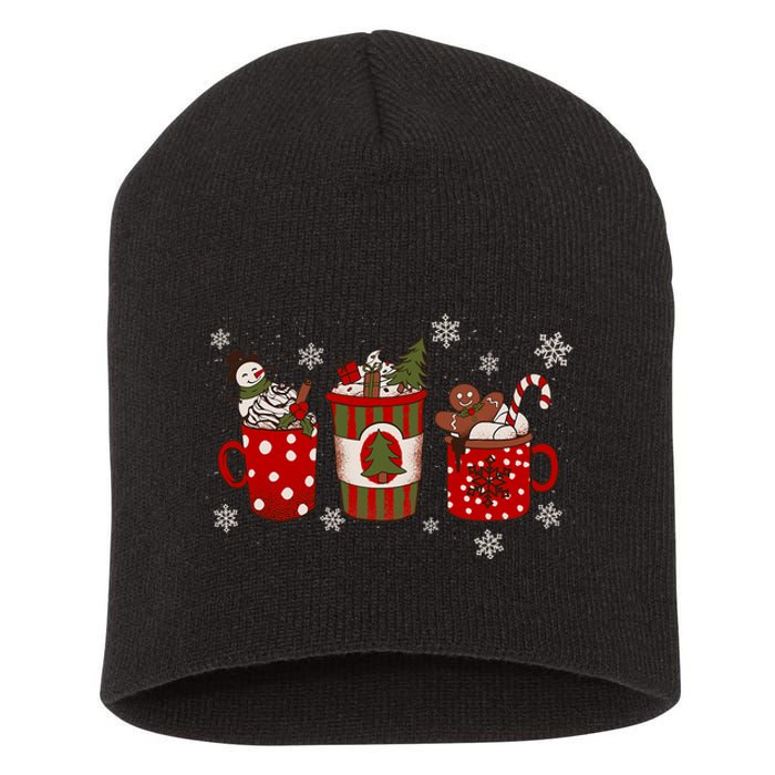 Christmas Coffee Iced Latte Cozy Winter Coffee Lovers Short Acrylic Beanie