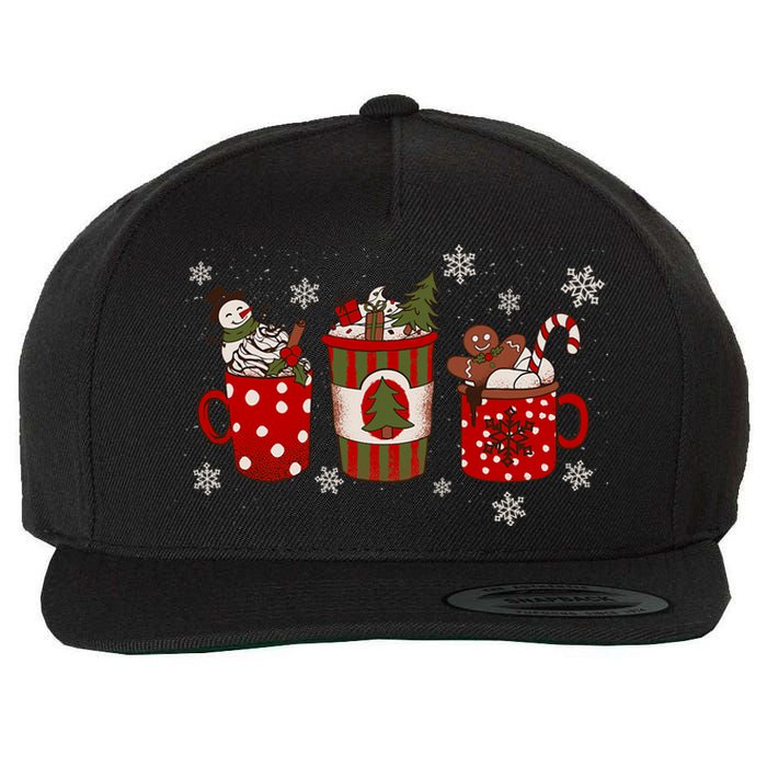 Christmas Coffee Iced Latte Cozy Winter Coffee Lovers Wool Snapback Cap