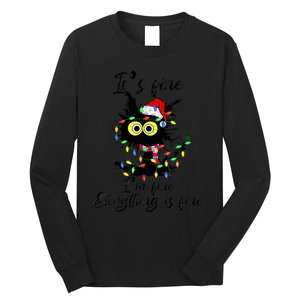 Cat Christmas ItS Fine IM Fine Everything Is Fine Long Sleeve Shirt