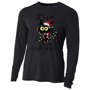 Cat Christmas ItS Fine IM Fine Everything Is Fine Cooling Performance Long Sleeve Crew