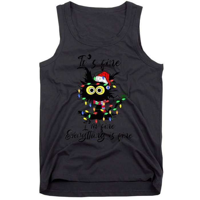 Cat Christmas ItS Fine IM Fine Everything Is Fine Tank Top