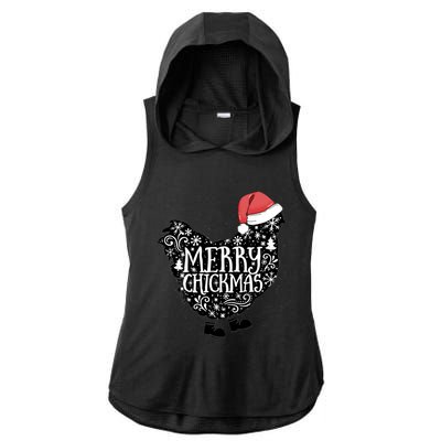 Christmas Chicken In Santa Hat Merry Chickmas Farmhouse Gift Ladies PosiCharge Tri-Blend Wicking Draft Hoodie Tank