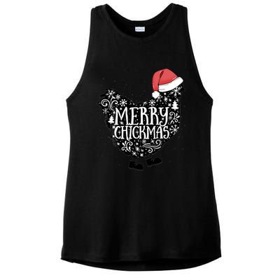 Christmas Chicken In Santa Hat Merry Chickmas Farmhouse Gift Ladies PosiCharge Tri-Blend Wicking Tank