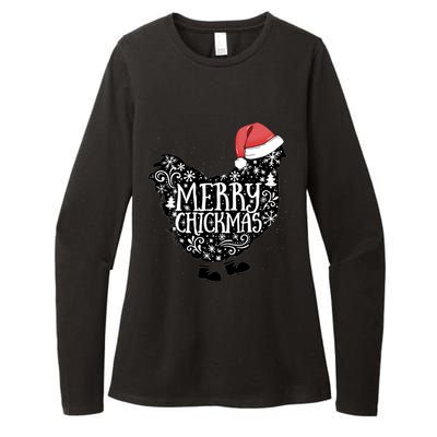 Christmas Chicken In Santa Hat Merry Chickmas Farmhouse Gift Womens CVC Long Sleeve Shirt