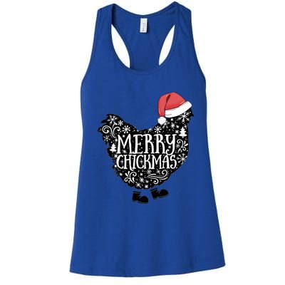 Christmas Chicken In Santa Hat Merry Chickmas Farmhouse Gift Women's Racerback Tank