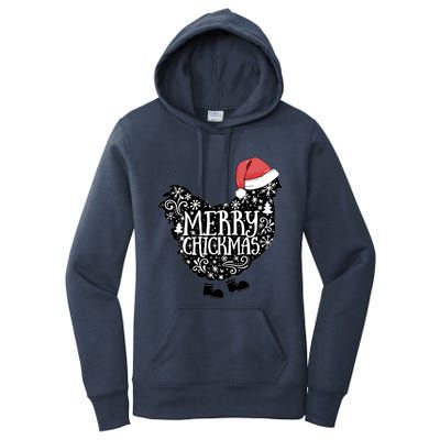 Christmas Chicken In Santa Hat Merry Chickmas Farmhouse Gift Women's Pullover Hoodie