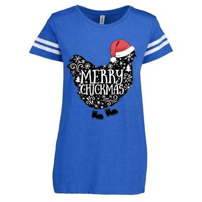 Christmas Chicken In Santa Hat Merry Chickmas Farmhouse Gift Enza Ladies Jersey Football T-Shirt