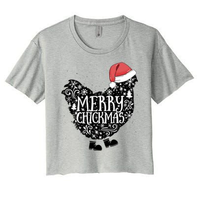 Christmas Chicken In Santa Hat Merry Chickmas Farmhouse Gift Women's Crop Top Tee