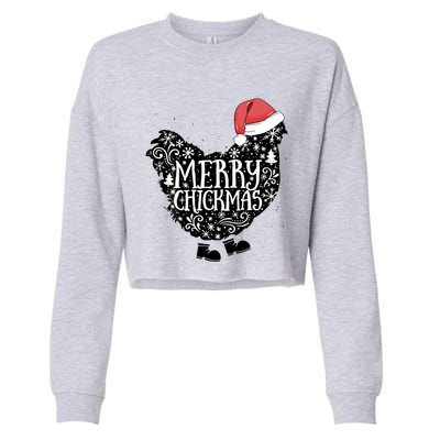 Christmas Chicken In Santa Hat Merry Chickmas Farmhouse Gift Cropped Pullover Crew