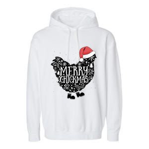 Christmas Chicken In Santa Hat Merry Chickmas Farmhouse Gift Garment-Dyed Fleece Hoodie