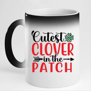 Cutest Clover In The Patch St Patricks Day 11oz Black Color Changing Mug