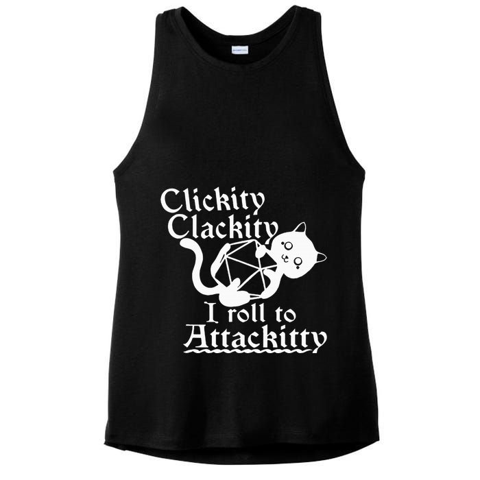 Clickity Clackity I Roll To Attackity Game Dice Attackitty Ladies PosiCharge Tri-Blend Wicking Tank