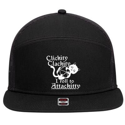 Clickity Clackity I Roll To Attackity Game Dice Attackitty 7 Panel Mesh Trucker Snapback Hat